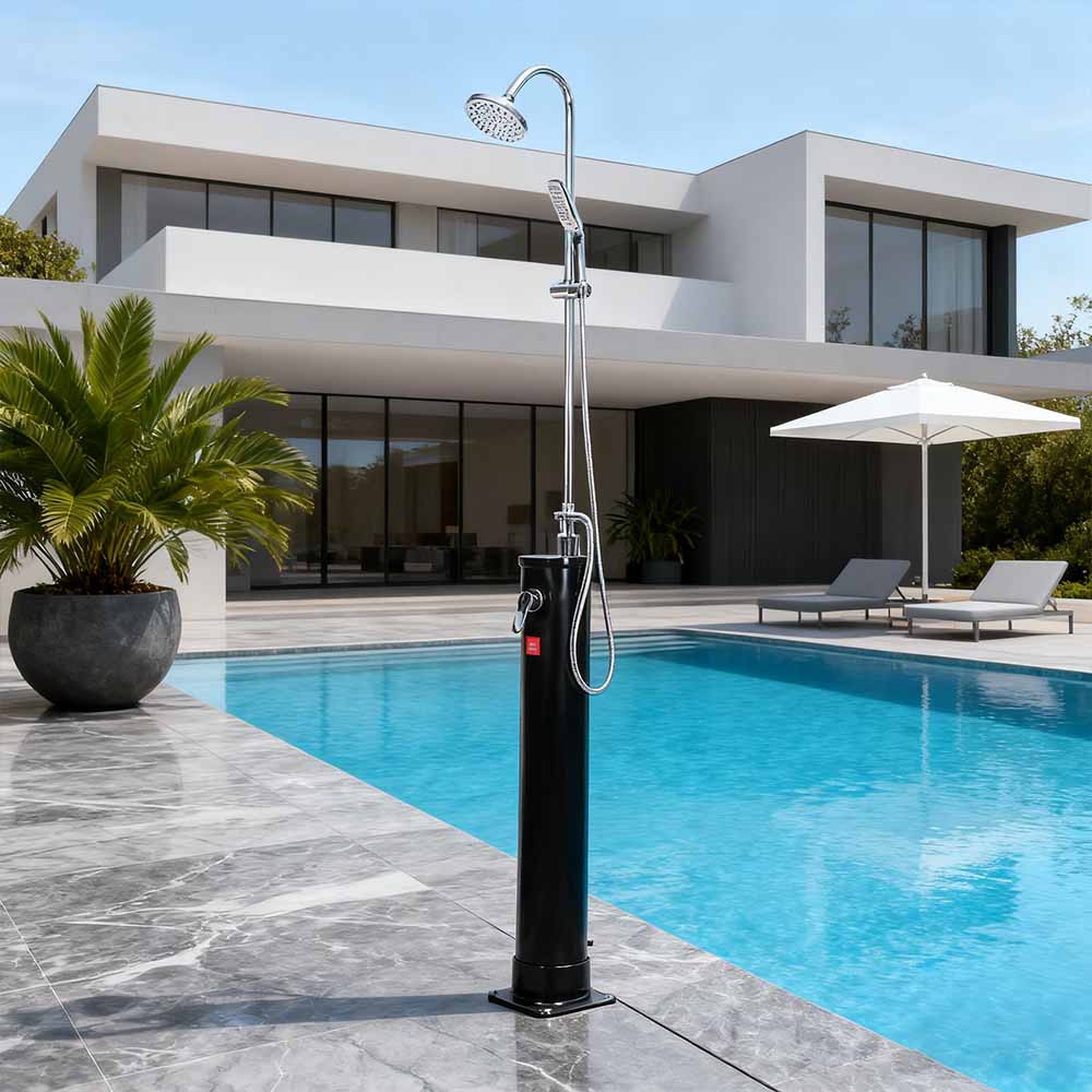 LY18L02 Douche solaire extérieure 18L à corps incurvé autonome pour piscine avec pommeau de douche